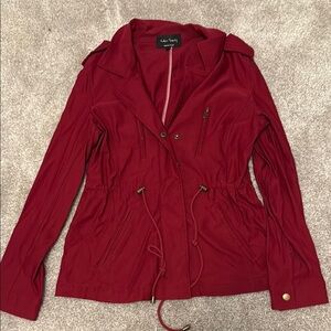 Red Utility Jacket with Drawstring Waist
